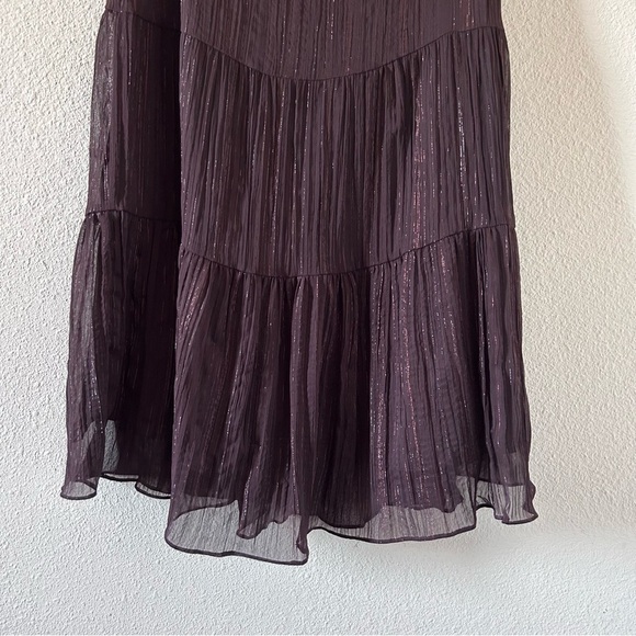 Worthington Women’s Peasant Midi Skirt 4 Brown Metallic A-Line Boho Cottage core - Picture 2 of 11